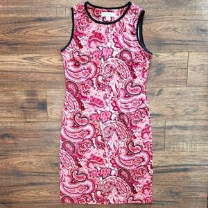 Casual Corner Women's Vintage Sleeveless Paisley Knee Length Shift Dress Medium